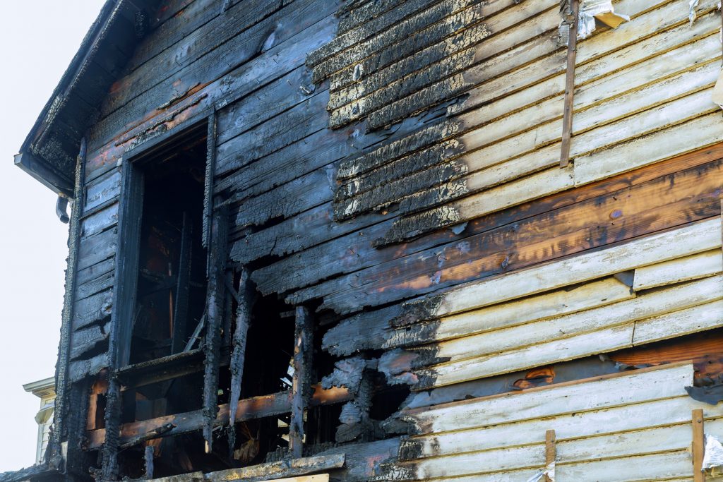Burnt house after fire