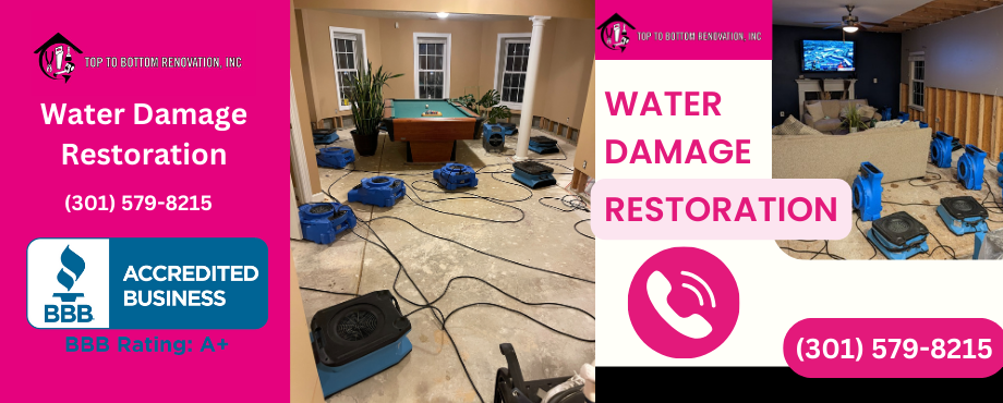 You can reach Top To Bottom Renovation, Inc. anytime 24/7 at (301) 579-8215 for Water Damage Restoration in Bethesda, MD, and the surrounding areas.