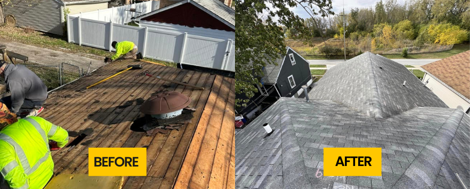 Roof replacement and reconstruction after storm