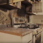 fire and smoke damage restoration in Glendale, CA - burnt stove from a fire
