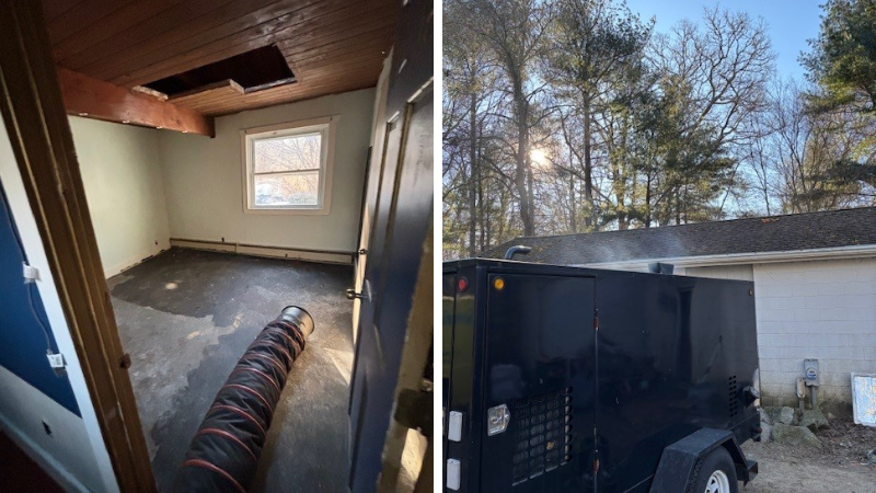 Burst Pipe Water Damage in Hampton, CT - Water Damage Drying Services
