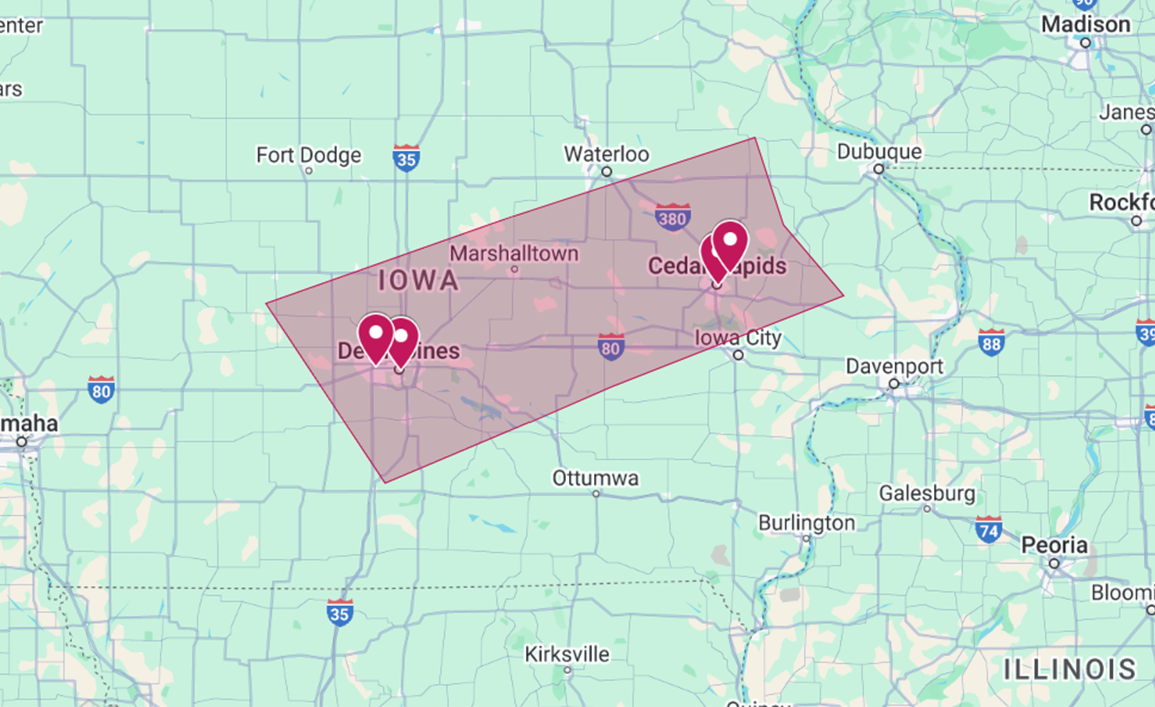 Marion IA Service Area Map
