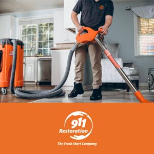 911 Restoration Experts using machine to remove and dry water from the property in Moorpark, California