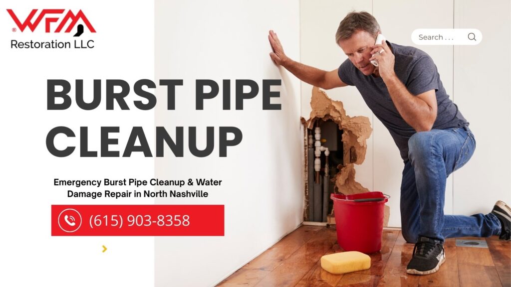 Burst pipe damage and man is worried to call