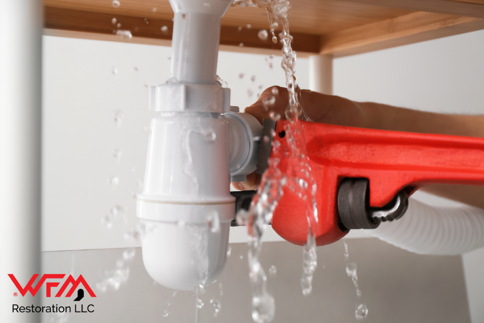 water damage burst pipe