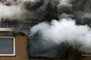 Smoke coming from a building