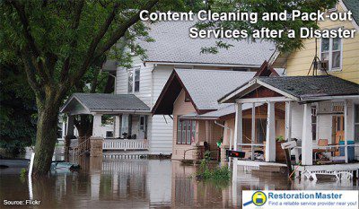 content cleaning and pack-out after flood