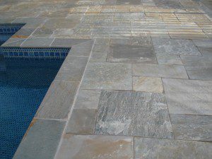 Natural stone pool deck