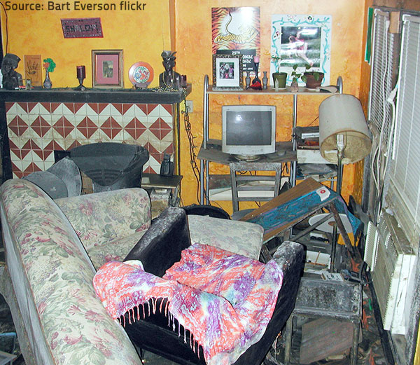 Empty the hoarder's home to be able to clean it well.