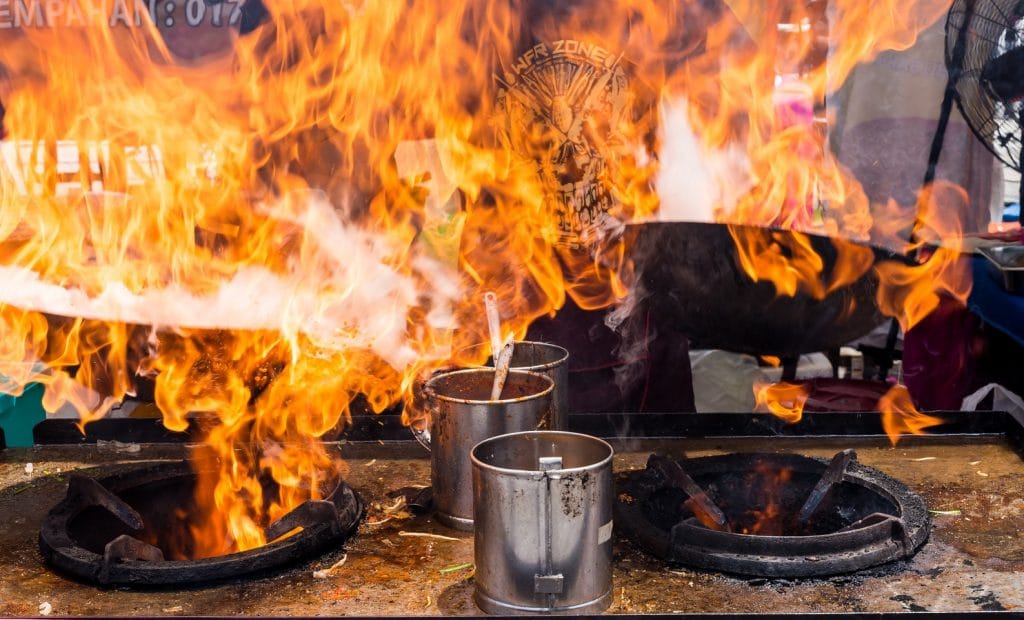 Fire in a commercial kitchen