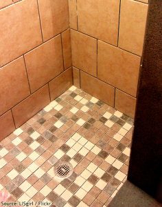 Mosaic wet room floor tiles are a popular choice among contemporary homeowners.