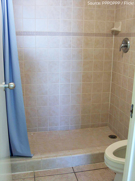 You need to consider the available space when designing a wet room.