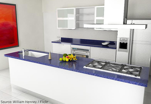 The latest kitchen countertop trends focus on contrast.