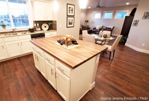 Wood like tile is a great option for open layout homes.