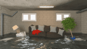 water damage in the basement