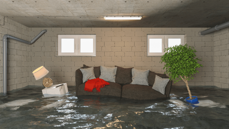 water damage in the basement