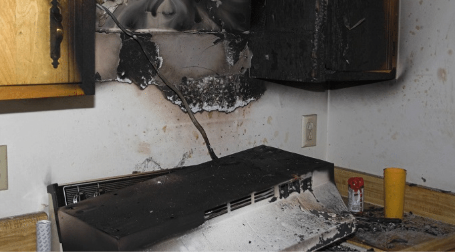 burn marks in cabinetry
