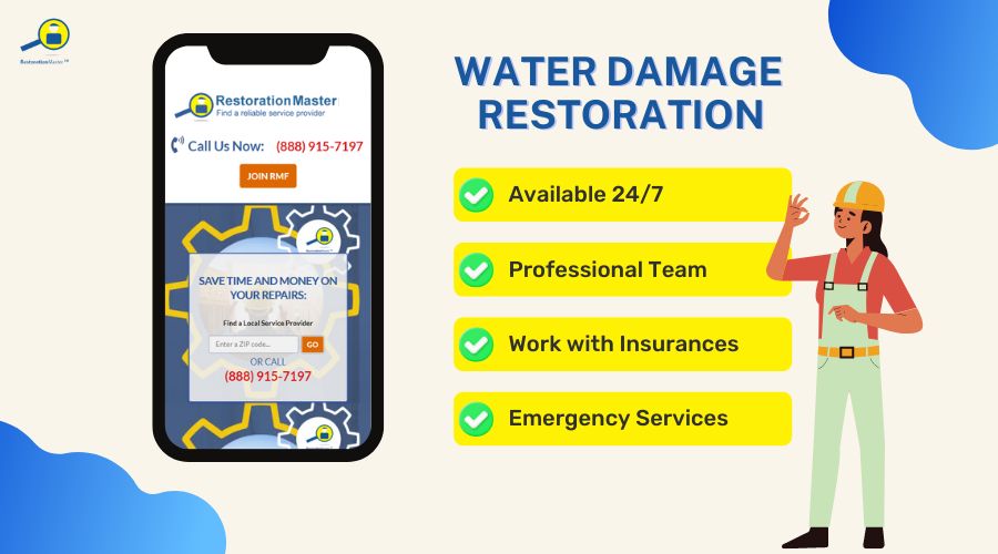 water damage restoration services by RestorationMaster