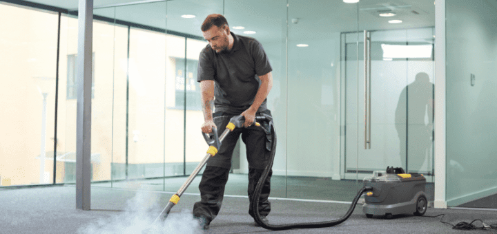 Commercial carpet cleaning in office