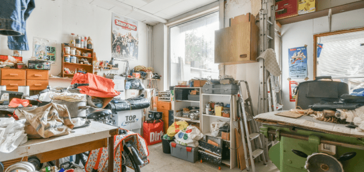cluttered hoarder's home