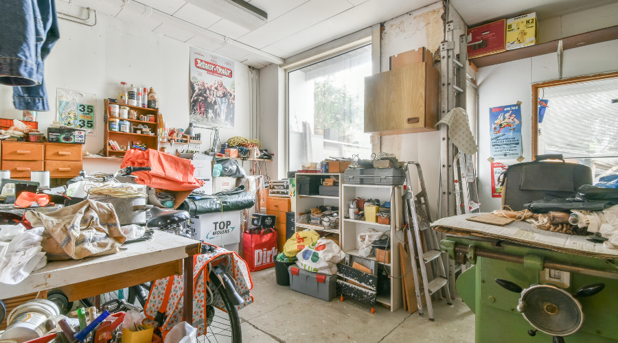 cluttered hoarder's home