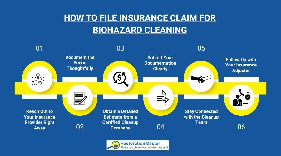 step by step process to file insurance claims for biohazard cleaning