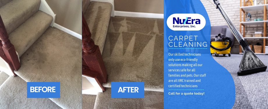 Professional Carpet Cleaning before and after - NuEra Restoration and Remodeling