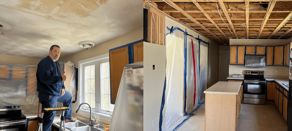 Water mitigation project in Cumberland RI Action photos