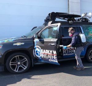 Ryan Mason Disinfecting Weather Tracker Vehicles