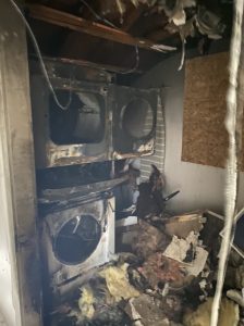 Fire Damage in Laundry Room