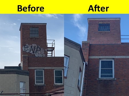 Media Blasting Vandalism Before After