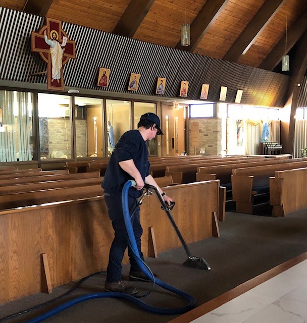 Post construction cleanup in church in Coventry CT