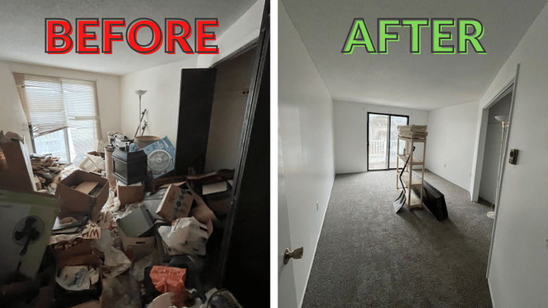 Hoarding Cleanup before after bedroom in Mystic CT