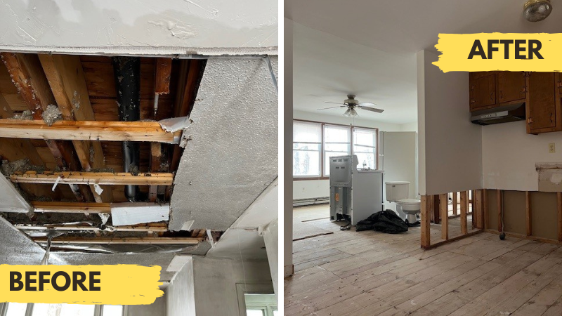 Water Damage Job in Putnam Connecticut