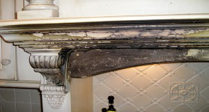 Smoke damage on fireplace